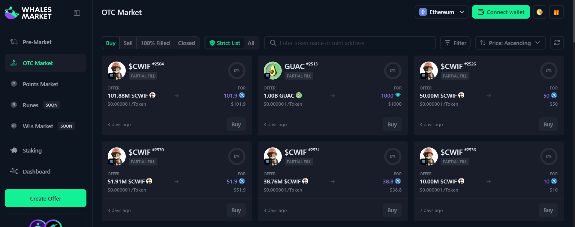 Guide to OTC trading on Whales Market