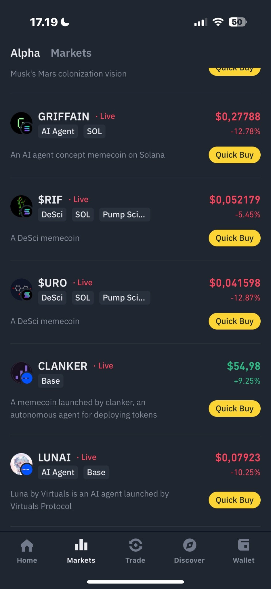 Binance Alpha announces batch 3: GRIFFAIN, RIF, URO, CLANKER, LUNAI