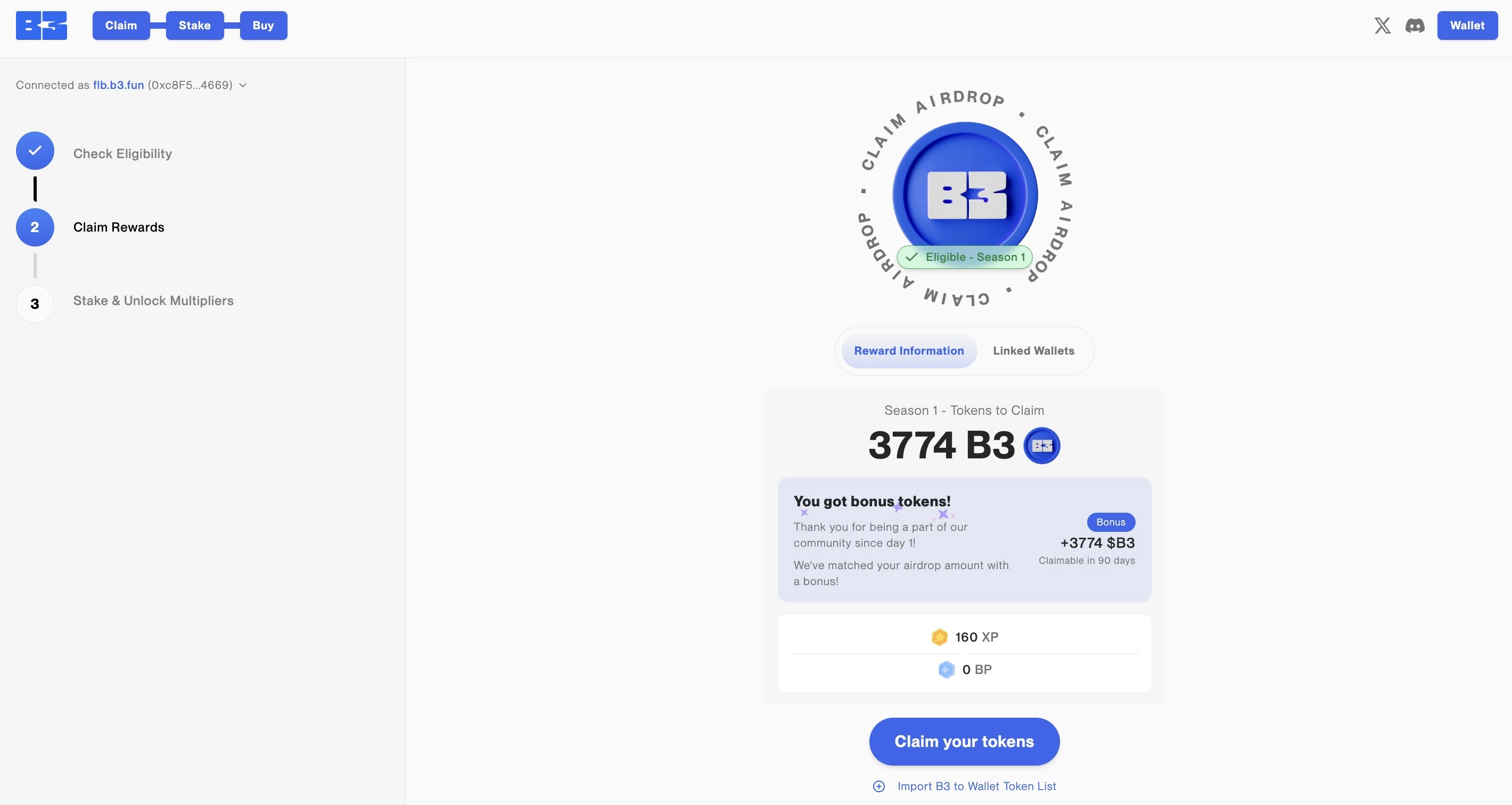 Guide to claiming the B3 airdrop