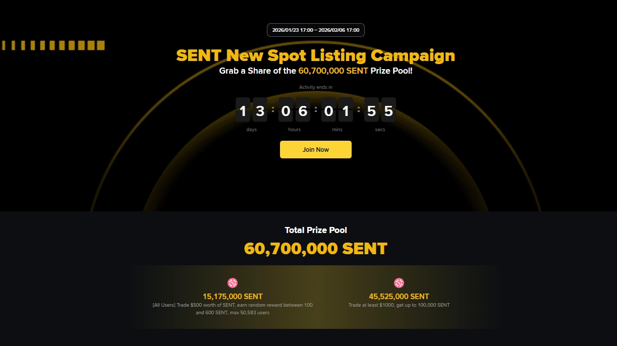 Trade Sentient on Binance, receive rewards of 60.7 million SENT tokens